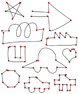 Examples of correctly segmented strokes by IStraw. These strokes come from the set of 1246 symbols drawn by fifteen test users.